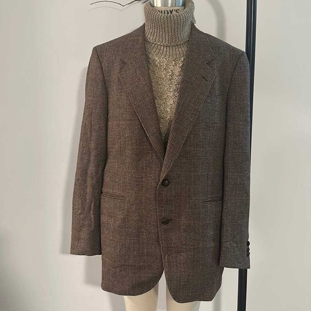 Frankie Shop Brown Houndstooth Wool Blend Blazer